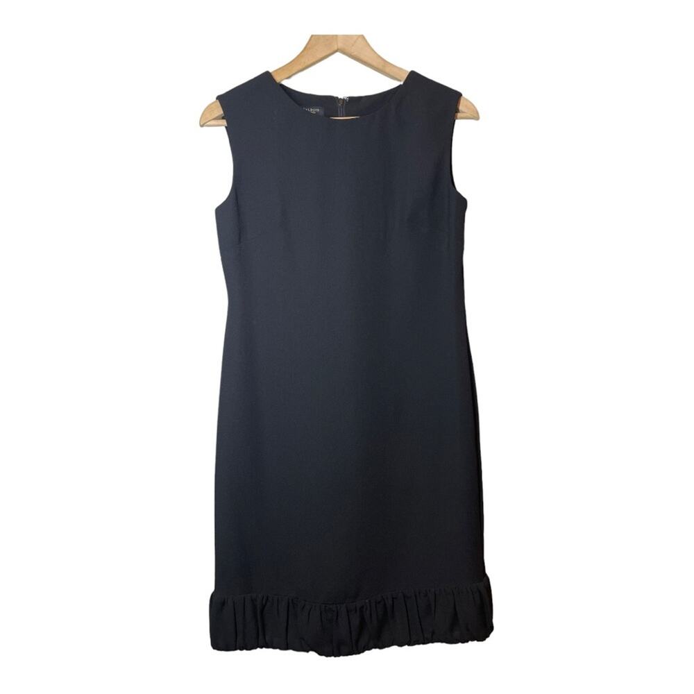 Talbots Collection Dress Sleeveless Black Sheath Ruched Hem LBD 4 Petite 4P